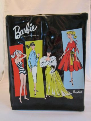 1961 Large Barbie Doll Case By Mattel,  Inc For Ponytail Black Vinyl Case