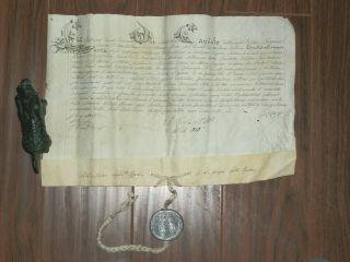 Rare Intact Papal Bull Of Pope Leo Xiii On Parchment W/ Bulla,  Dated 1893