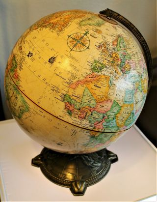 Vintage Replogle 12 " Globe Master With Raised Brass Base