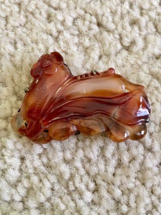 Antique Chinese Carved Jade Silver Pin Brooch Vintage C Clasp