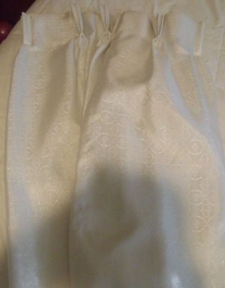 Drapes Curtains PAIR Vintage Mid Century White Pinch Pleated Fiberglass? Shiny 3
