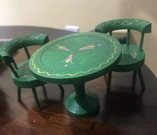 Vintage Dollhouse/ Miniature Table And 2 Chairs