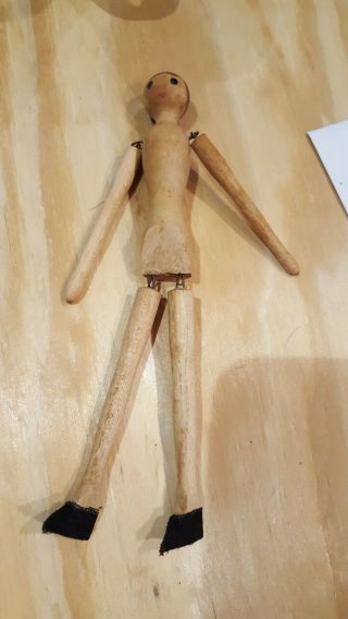 Vintage Jointed Wooden Doll 8 Inches Tall