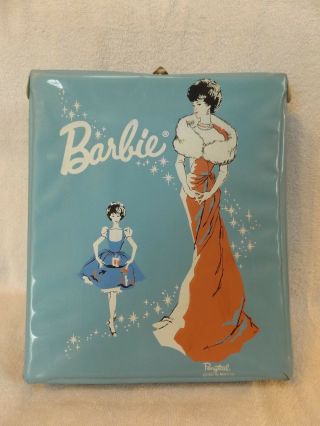 Vintage Mattel 1962 Barbie Ponytail Case Blue Vinyl