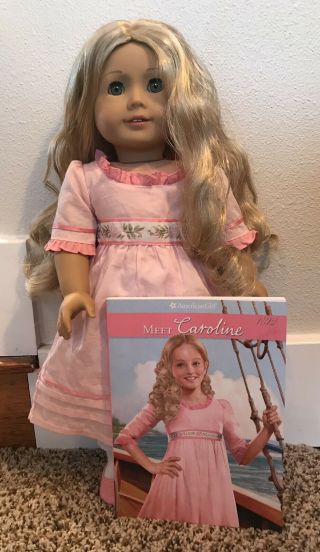 Retired American Girl Doll Caroline And Book -