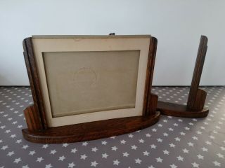 Pair Antique Art Deco Iconic Oak Picture Photo Frames Large No Glass