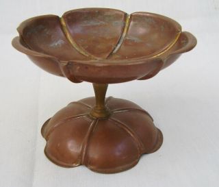 Unusual Was Benson Arts & Crafts Copper Dish On Stand