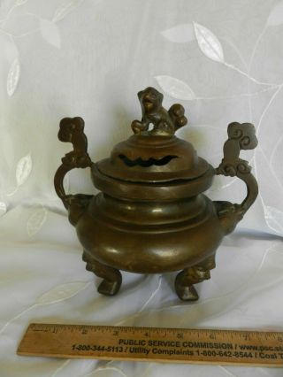 Antique? Heavy Brass/bronze Incense Burner Pot Is Insulated