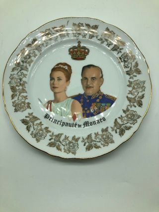 Principaute De Monaco Grace Kelly & Prince Ranier Porcelaine Monte Carlo Plate