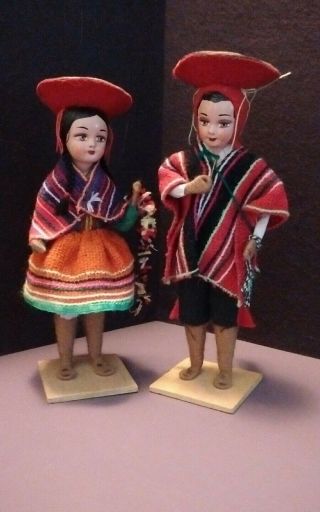 Vintage Mexican Man And Woman (wearing Sombrero &colorful Clothes).