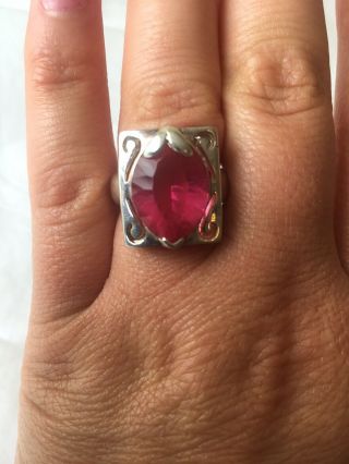 Ladies Women’s Vintage Antique Sterling Silver Ring Pink Gem Jewellery Size N/o