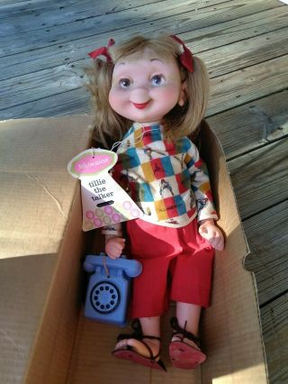 Vintage Whimsie Tillie the Talker 60 ' s hippie doll and clothes 8
