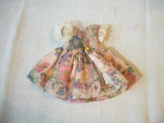 Vintage NASB Muffie doll pink floral dress with white lace trim 2