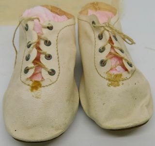 17 Antique Shoes For Antique French Or German Bisque Dolls,  See Ruler For Size