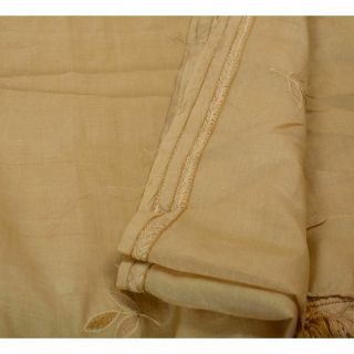 Tcw Vintage Saree 100 Pure Silk Hand Beaded Cream Craft 5 Yd Fabric Sari 5