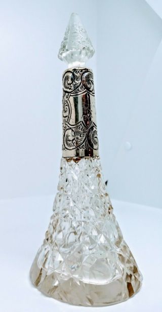 Antique Silver Hallmarked Cut Crystal Perfume Bottle Birmingham Worrall 1910