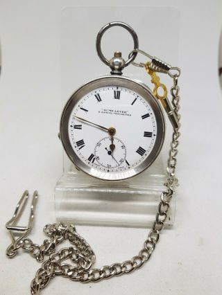 Antique Solid Silver Gents H.  Samuel Manchester Pocket Watch 1904 Ref563