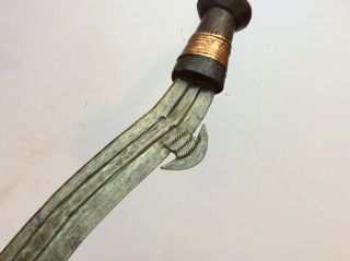 OLD ANTIQUE AFRICAN AZANDE SICKLE SWORD WITH COPPER WRAPPED GRIP 4