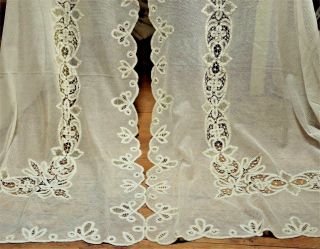 Pair Antique French Hand Made Batenberg Tambour Lace Panels 64 " X118 " 162x300cm