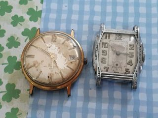 2 Vintage Swiss Mechanical Watches For Repair Helbros And Seeland
