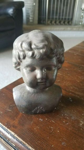 Vintage Antique Metal Tin Doll Head Minerva Germany 6