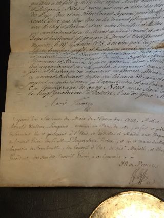 Historical Handwritten French Document W/Wax Seal Circa 1750 6