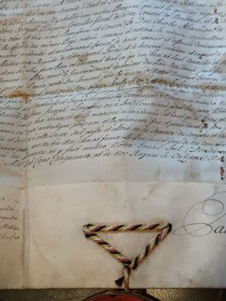 Historical Handwritten French Document W/Wax Seal Circa 1750 7