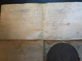 Historical Handwritten French Document W/Wax Seal Circa 1750 9