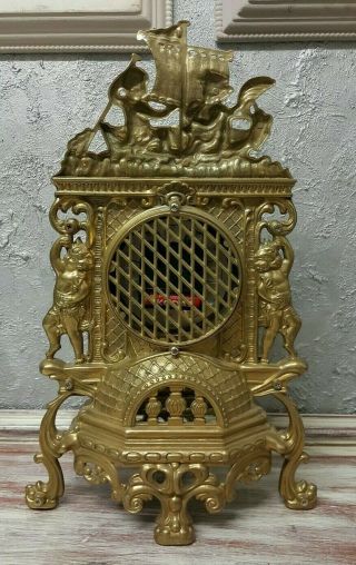Large Antique French Angels Cherub Brass Mantel Clock Ornate - Quartz movement 3