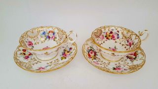 For David Only 2x Antique Coalport Adelaide Shape Cabinet Cups & Saucers C1840