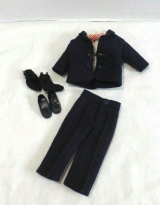 Vintage Vogue Family Jeff Doll Outfit - Navy Wool Felt Suit Oxford Cloth Shirt