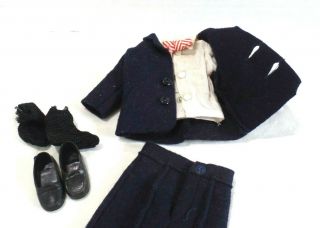 Vintage Vogue family JEFF doll outfit - Navy wool felt suit oxford cloth shirt 3