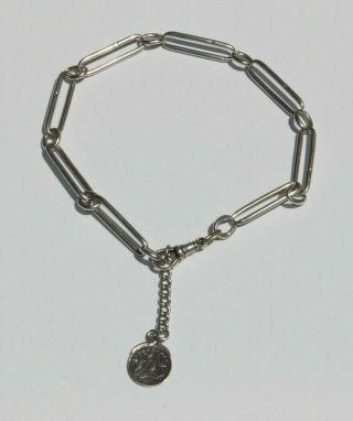 Antique Victorian Sterling Silver Watch Fob Chain With 1910 Three Pence Coin