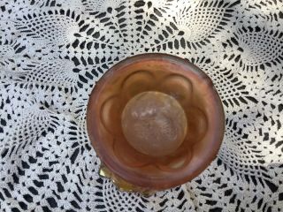 Antique Northwood Leaf Column Carnival Glass Squatty Vase 6.  25 4