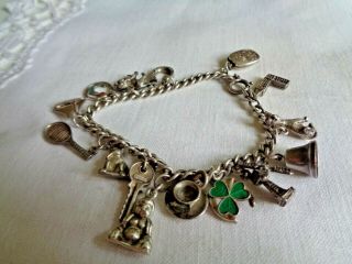 Antique Victorian Silver Watch Chain Charm Bracelet 35g