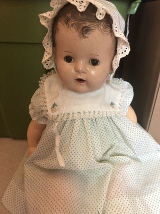 Vintage 1930’s Doll 26 Inches Unmarked Composition Head Cloth Body Hard Arms