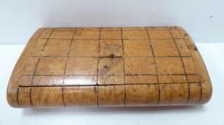 ANTIQUE GEORGIAN WOODEN CARVED SNUFF BOX ETCHED SCRIBED PATTERN TOBACCO POUCH 5