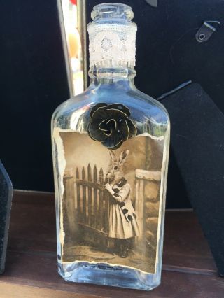 Oddities Antique Bottles Victorian Bunny Rabbit Vintage Macabre 6” Tall