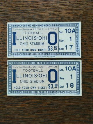 Antique Ohio State Buckeyes Vs Illinois 1929 Football Ticket Stubs Ohio Stadium