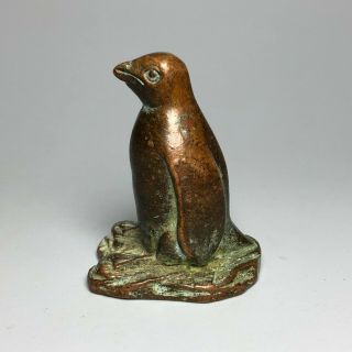Collectible Chinese Solid Copper Handwork Antarctic Penguin Ornament Old Statue