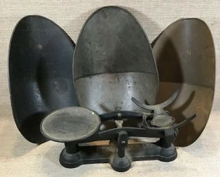 Vintage Cast Iron Standard Balance Scale W 3 Baskets No Weights