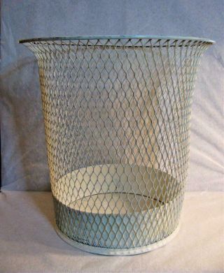 Antique Industrial Wire Mesh Paper Waste Basket Trash Can Nemco Factory Office