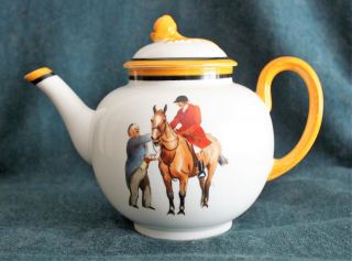 Antique Royal Worcester Tea Pot Hunting Scenes H R Millais For Aspreys 1932