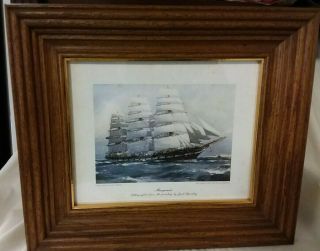 3 Vintage Turner Wall Accessory Art Lithograph Framed Sailing Ships
