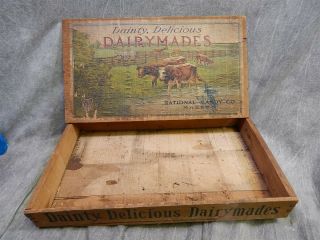 Rare National Candy Co.  Wooden 10lb Dairymades Candy Box C 1910