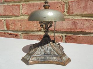 Unusual Antique Vintage Cast Iron & Metal Hotel Front Desk Counter Top Tap Bell 2