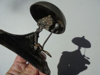 Unusual Antique Vintage Cast Iron & Metal Hotel Front Desk Counter Top Tap Bell 8