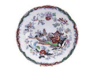 Antique 19th Century Masons Ironstone Soup Bowl Plate Chinese Landscape