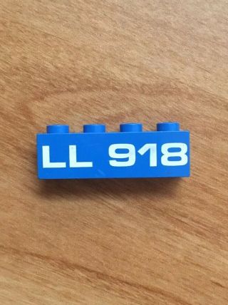 Lego 1x Vintage Blue Brick 1 X 4 With White 