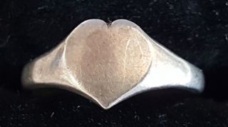 Sterling Silver Vintage Art Deco Antique Heart Design Ring - Size I